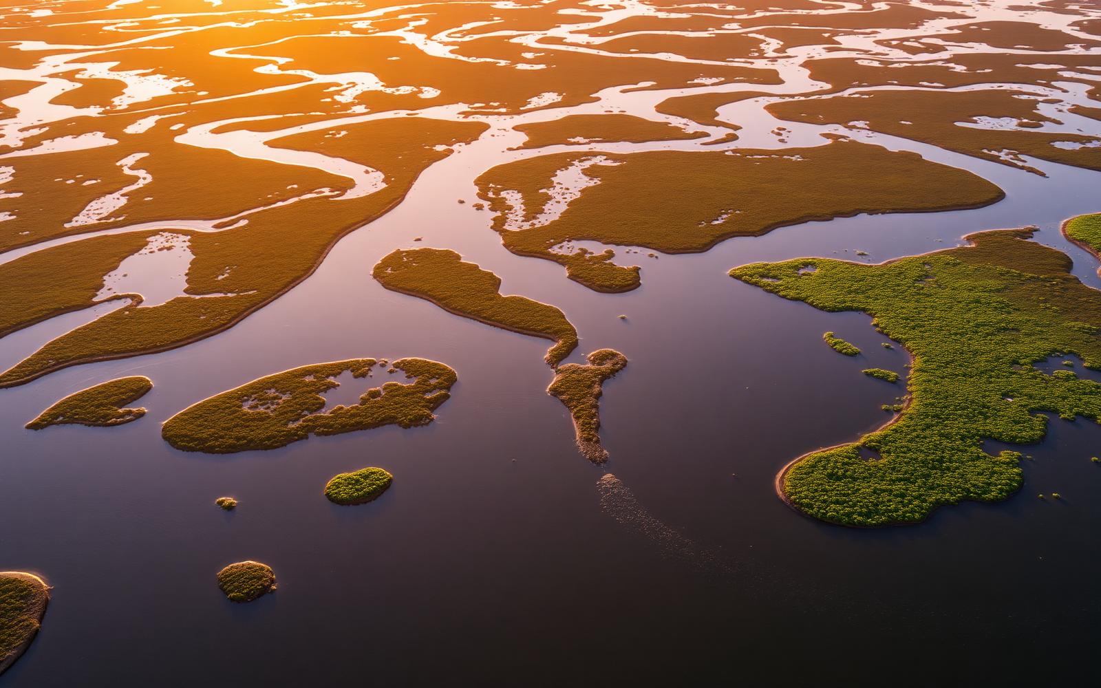 Vista aérea de las marismas del Río Piedras